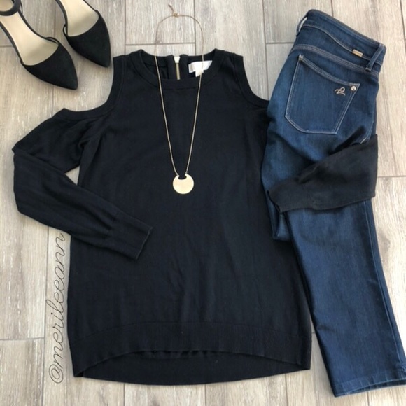 Michael Kors Sweaters - Michael Kors Sweater Cold Shoulder Tunic Black